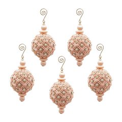 Blush Pink Macrame Baubles 28cm (Set of 5)