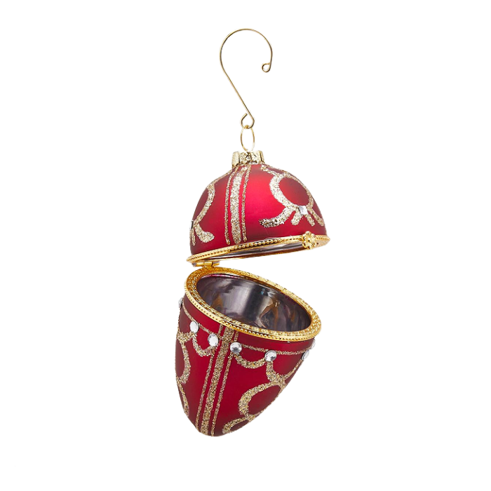 Majestic Burgundy Jeweled Egg Bauble 11cm