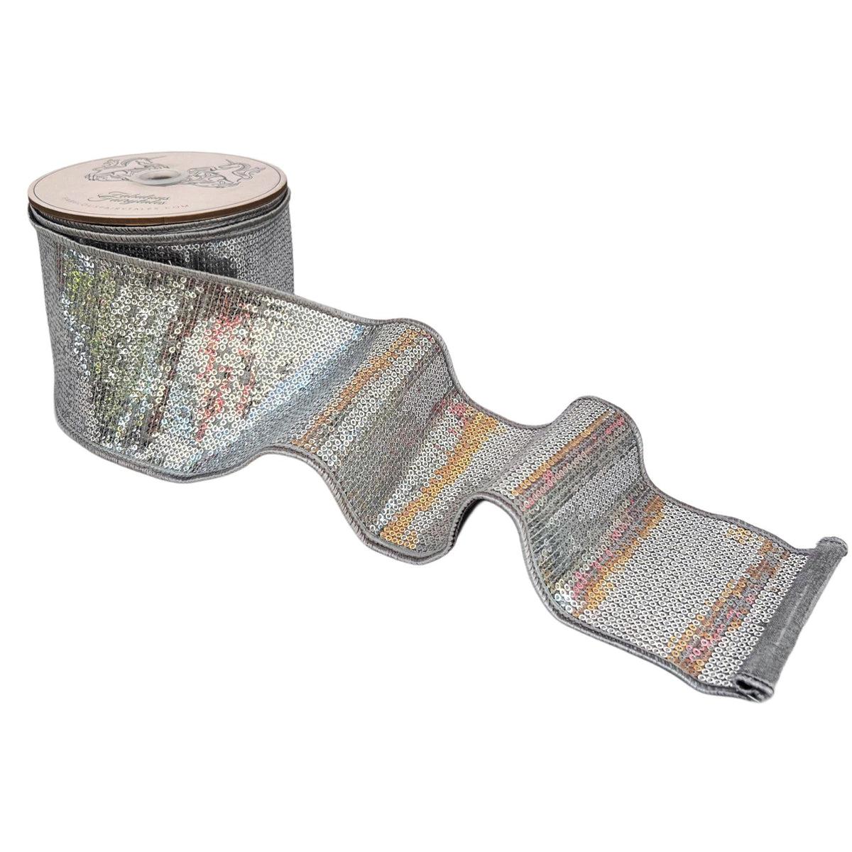 Metallic Pewter Sequin Ribbon 4 x 10yds