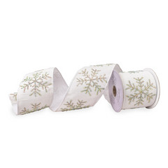 Velvet Crystal Snowflake Ribbon 4 x 5yds