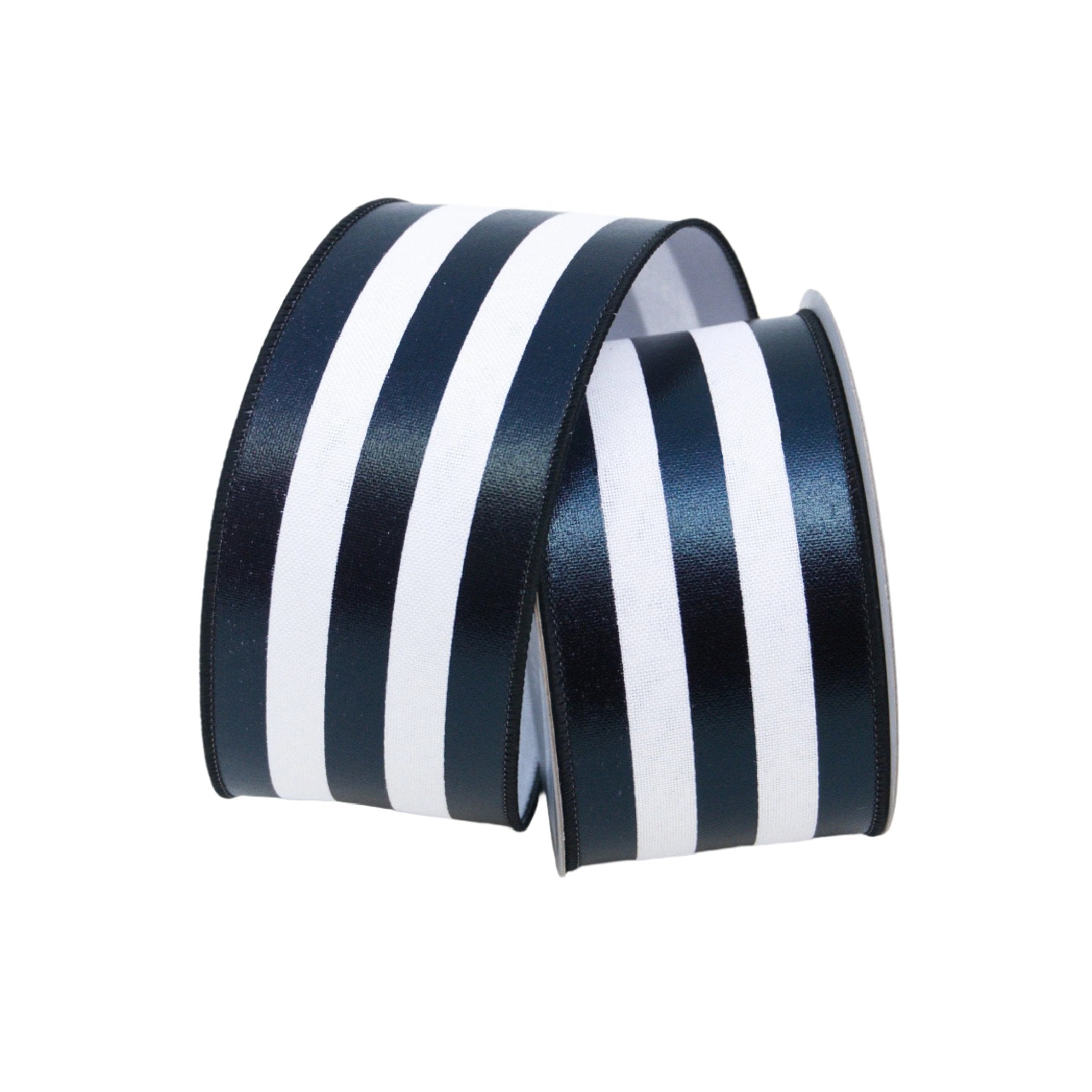 Black and White Ascot Stripe Ribbon 2.5 x 10yds