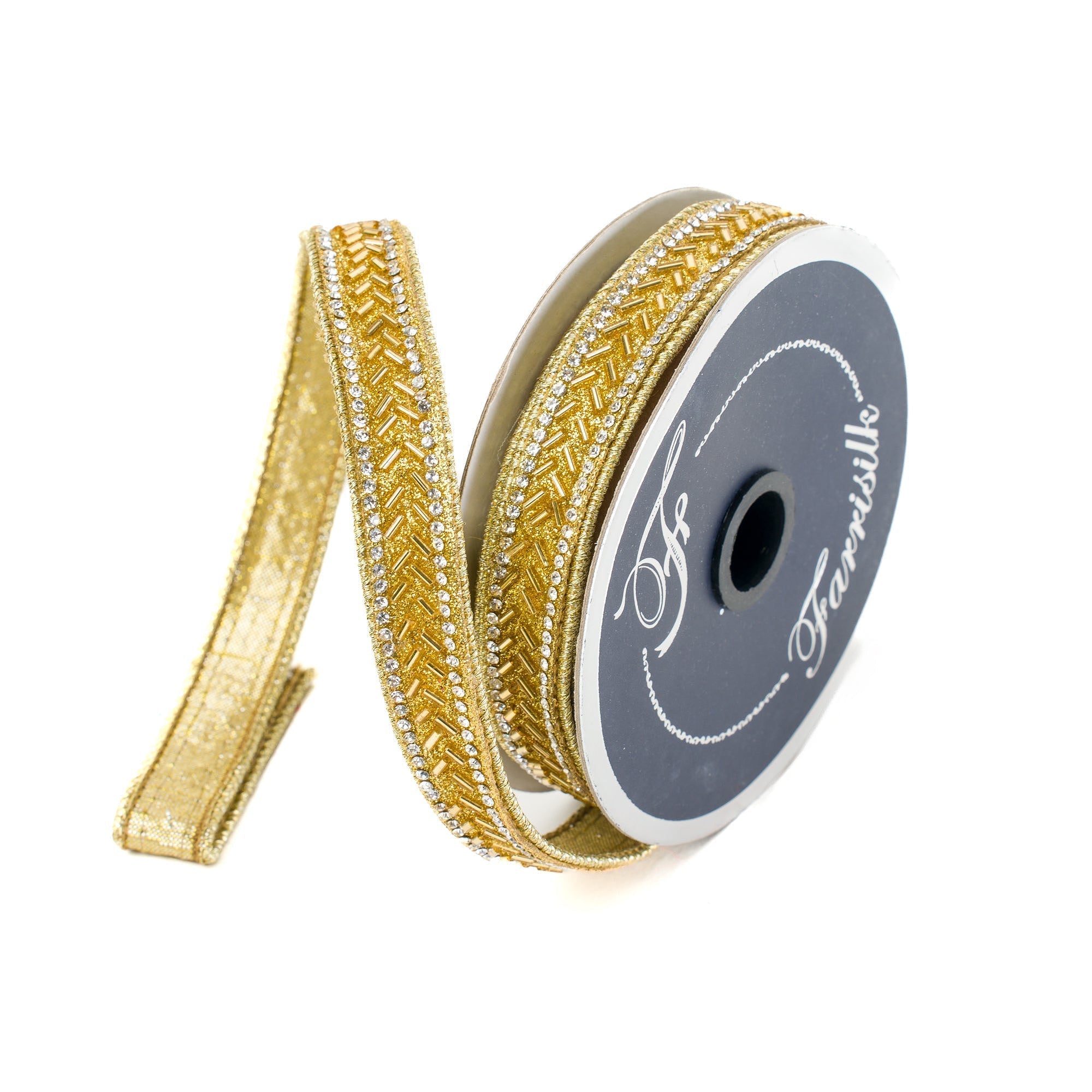 Gold Baguette Crystal Ribbon 0.75 x 5yds
