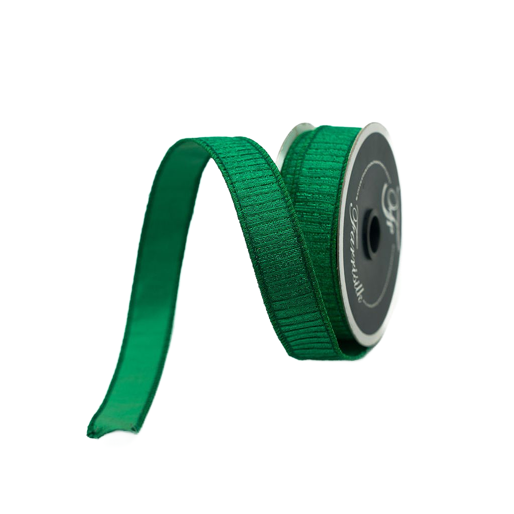Pleated Metallic Emerald Ribbon 1 x 10yds