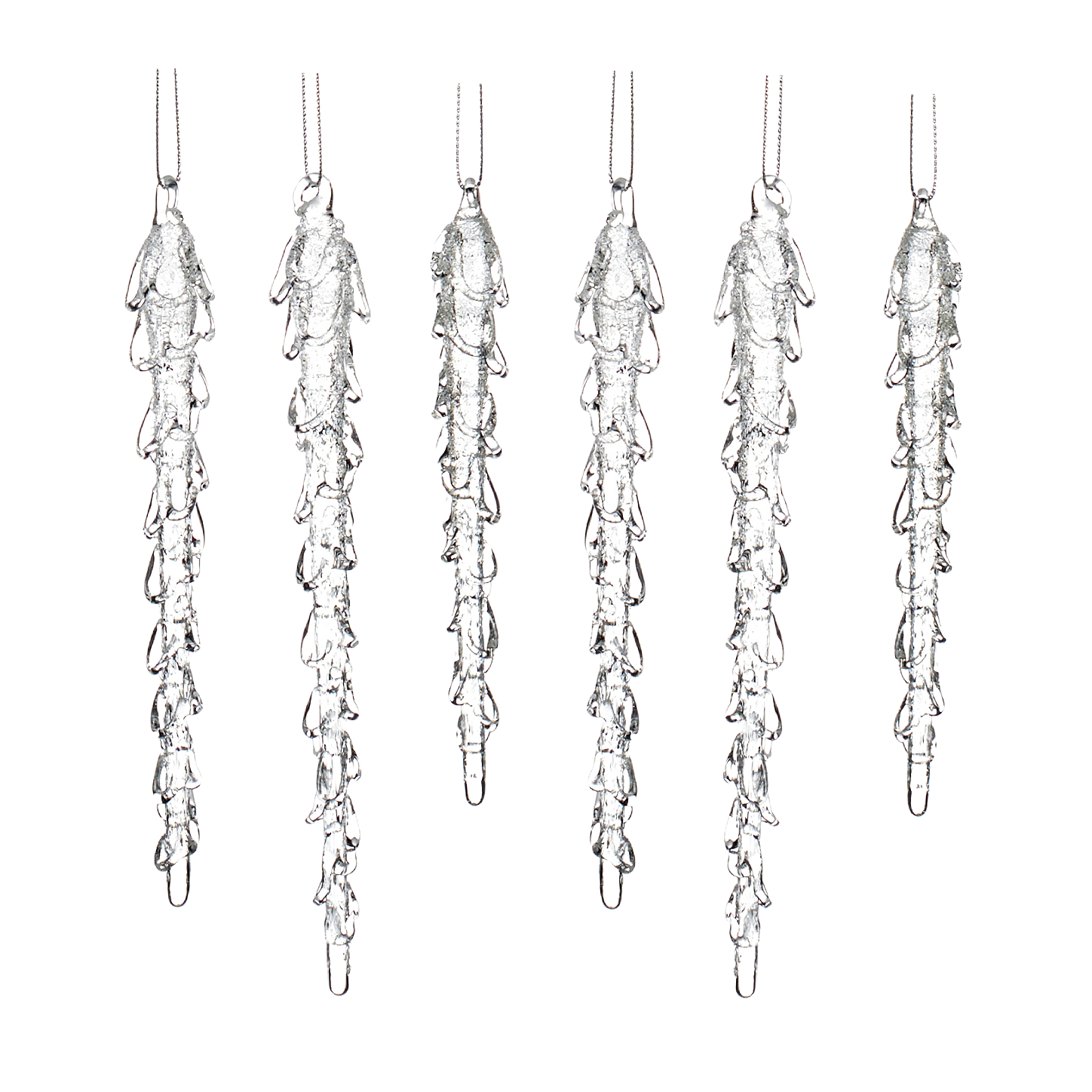 Glass Melting Icicle Ornaments 13.5cm (Set of 6)