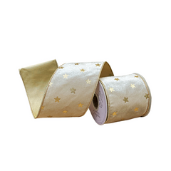 Golden Stars Velvet Ribbon 4 x 5yd