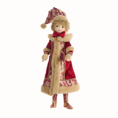 North Pole Brocade Elf Helper Doll 45cm