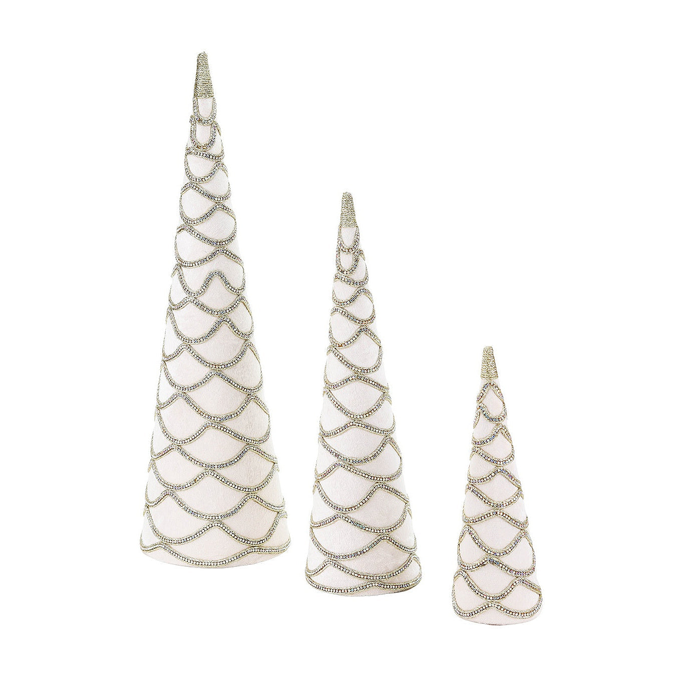 Winter Velvet Crystal Jewel Cone Trio 62cm (Set of 3)