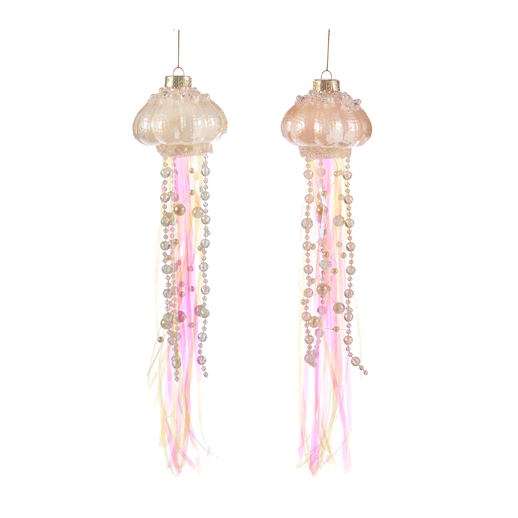 Ethereal Jellyfish Glass Ornament Duo 27cm