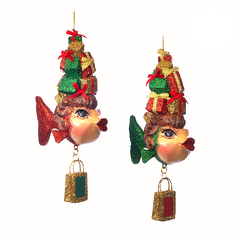 Holiday Shopping Kissing Fish Ornament 17cm