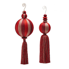 Royal Ruby Tassel Ball Ornament Duo 31cm