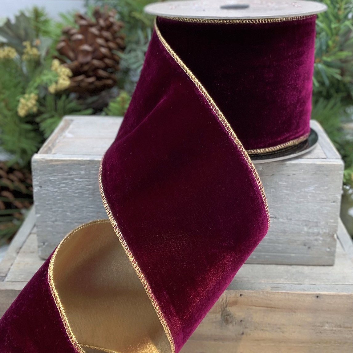 Plum Vintage French Velvet Ribbon 4 x 10yds
