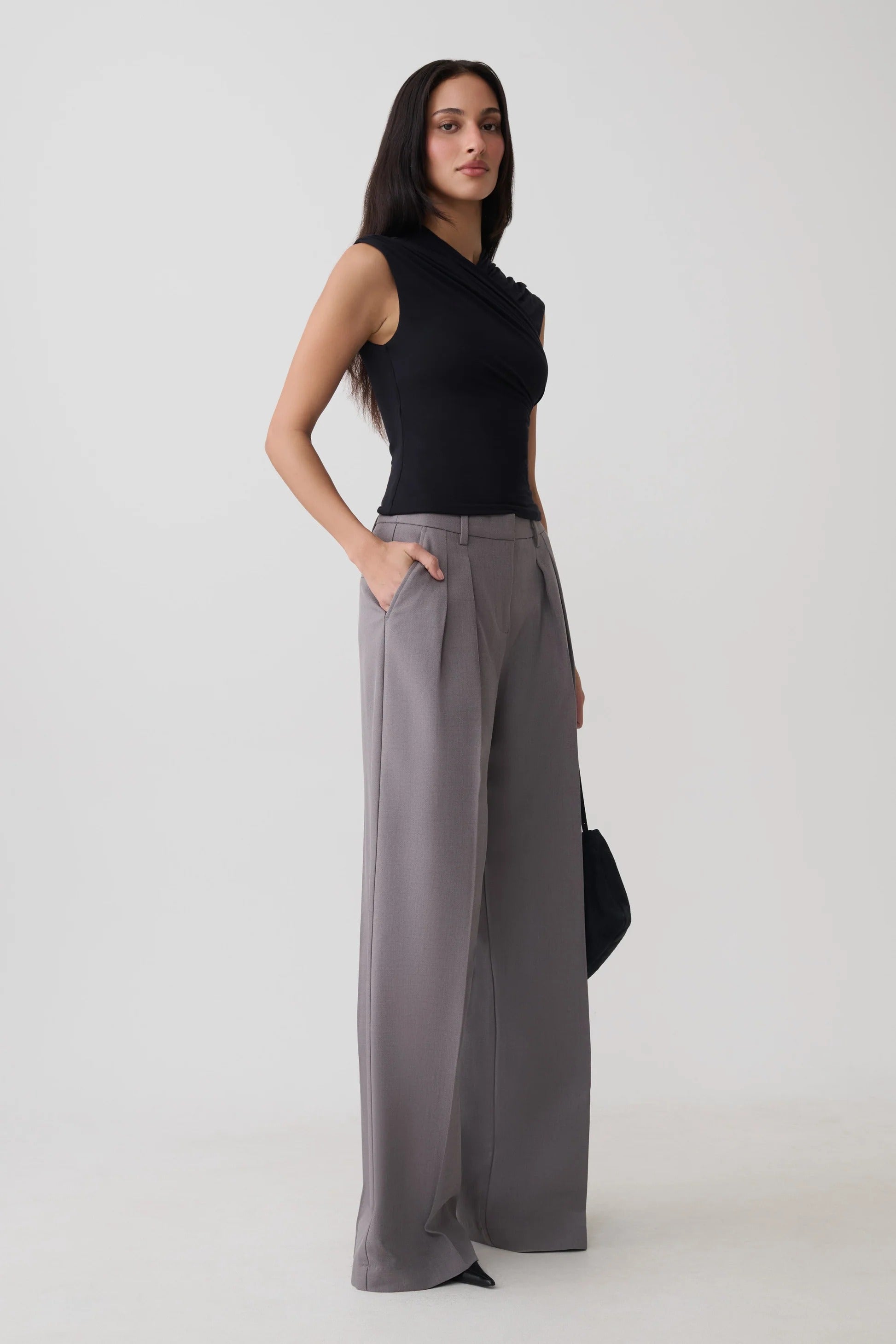 Crossover Jersey Top - Black