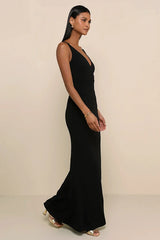 Melora Black Sleeveless Maxi Dress
