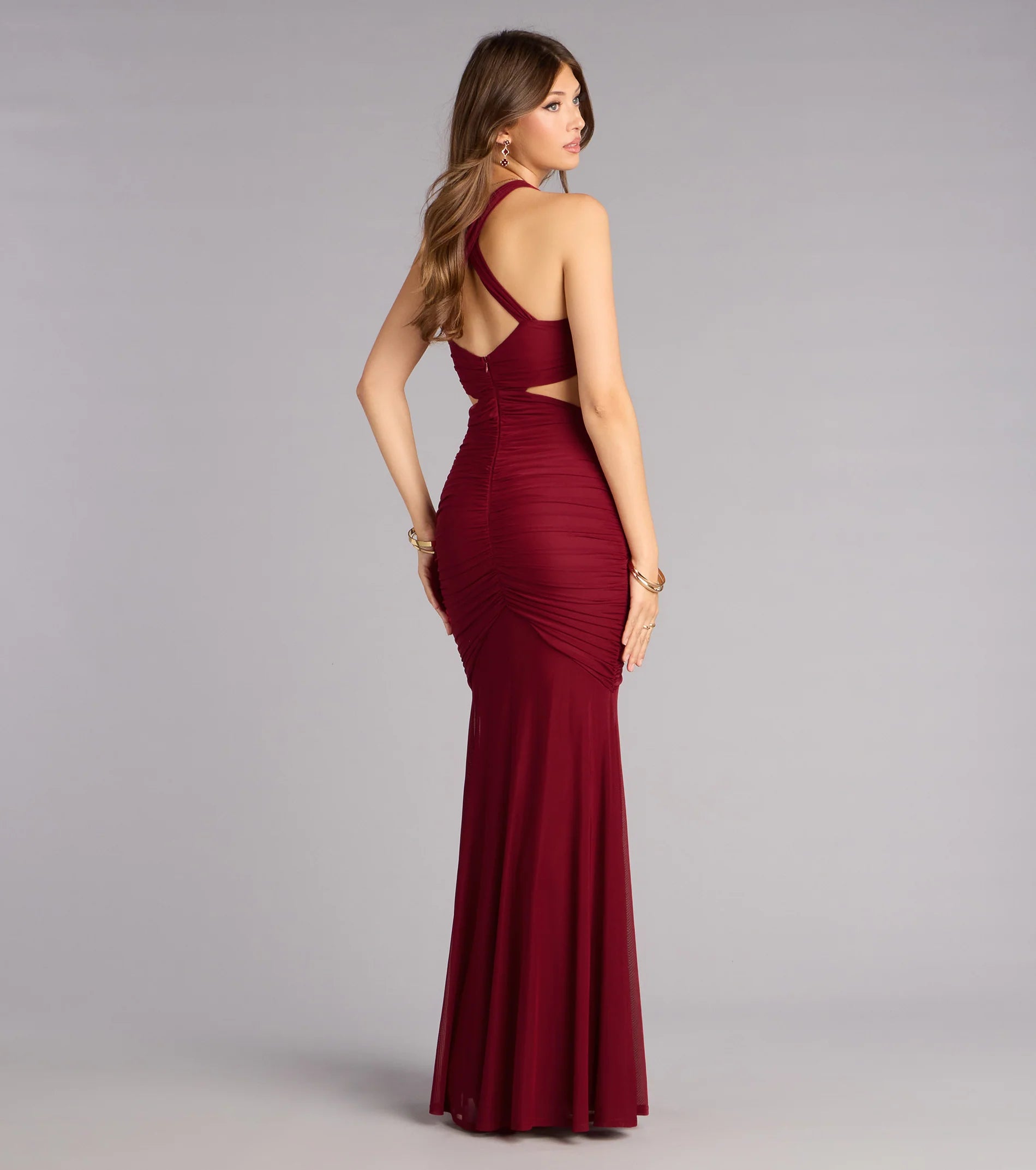 Giana Ruched Mesh Mermaid Dress