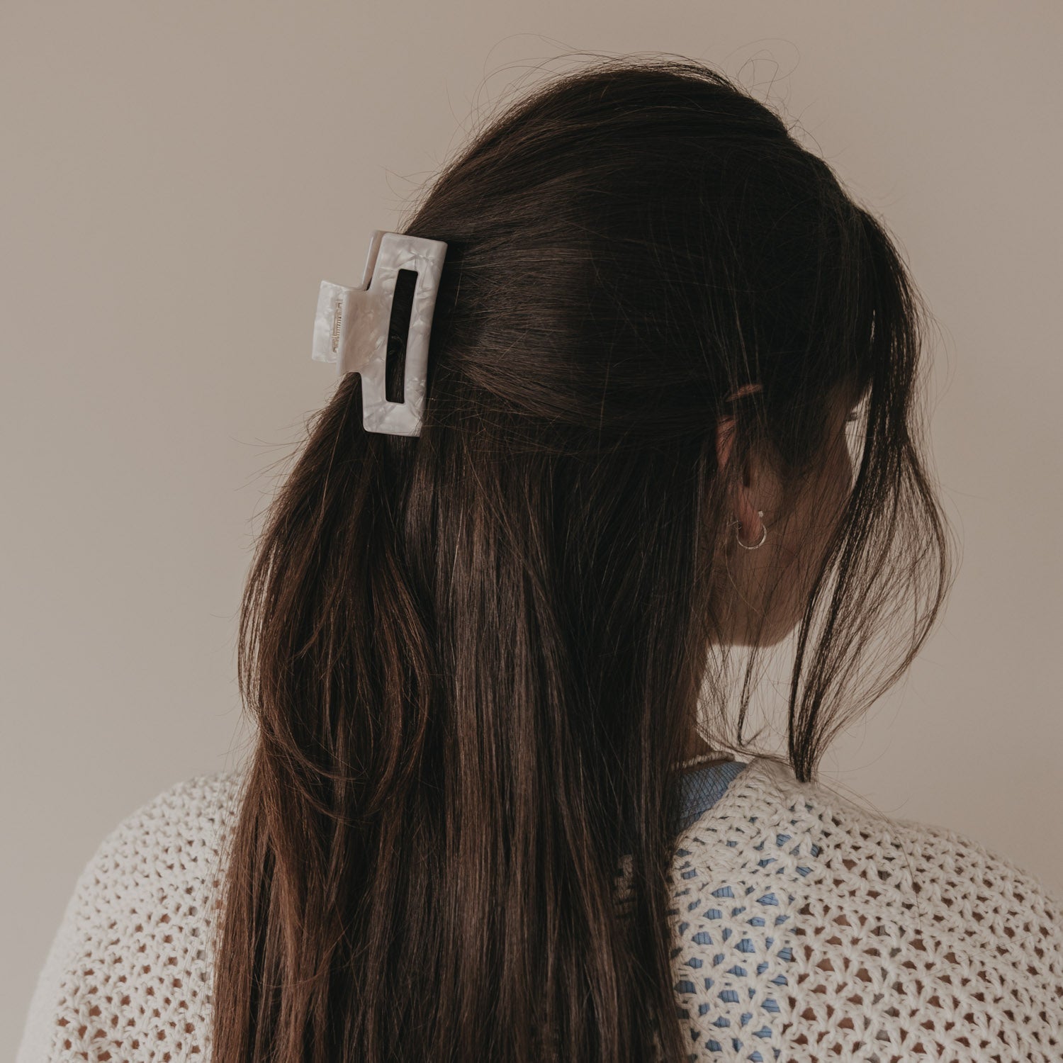 Haarspange eckig groß Pearl