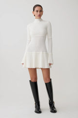 Pointelle Knit Mini Dress - Ivory