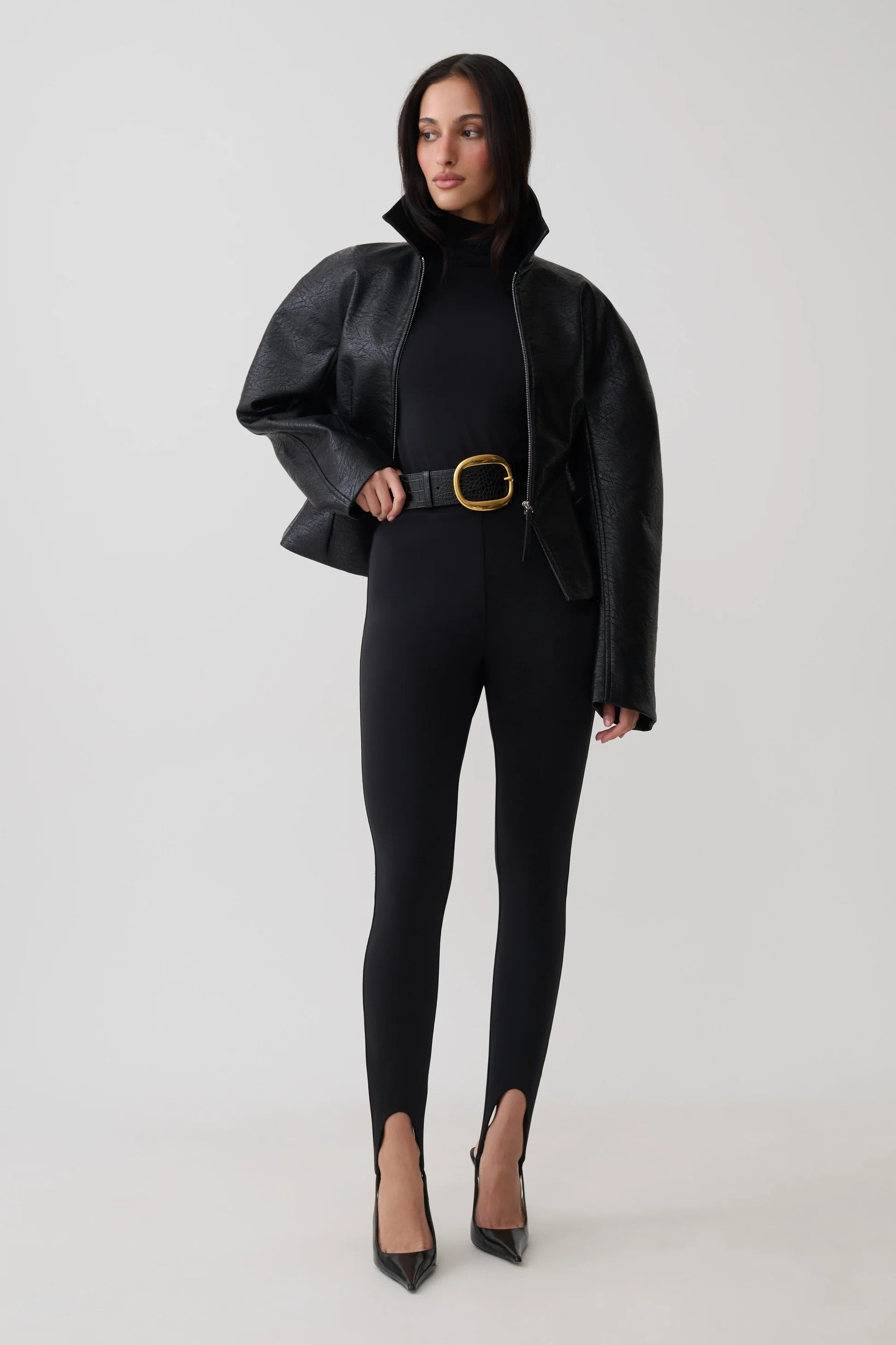 Jersey Stirrup Leggings - Black