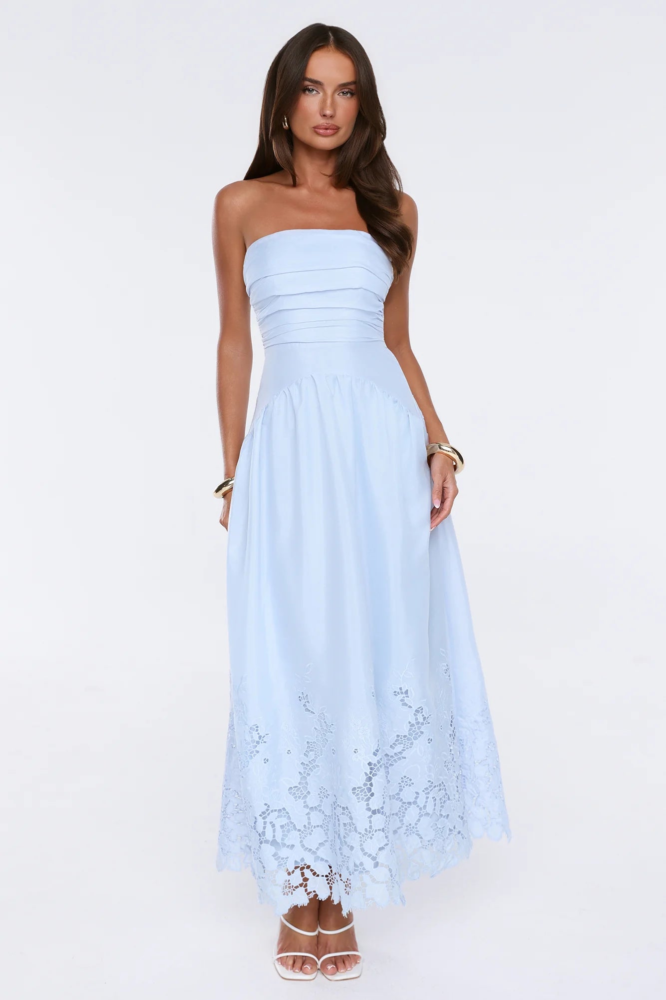 Effortless Statement Strapless Maxi Dress Blue