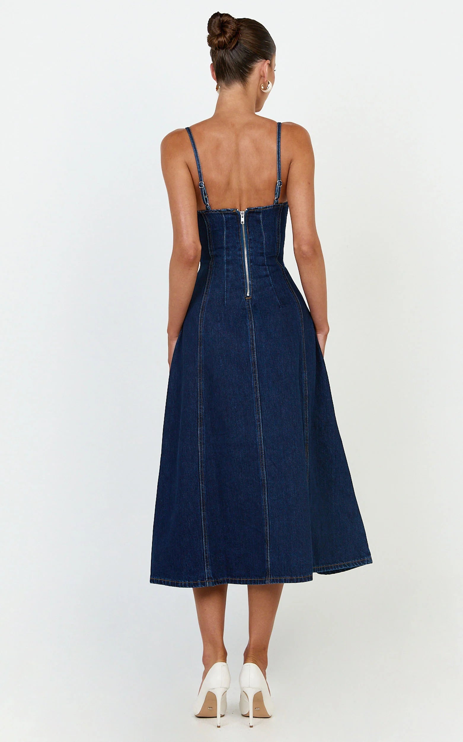 Recycled Denim Fit and Flare Dress in Indigo Wash