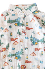 Happy Camper Teddy Buttondown Romper