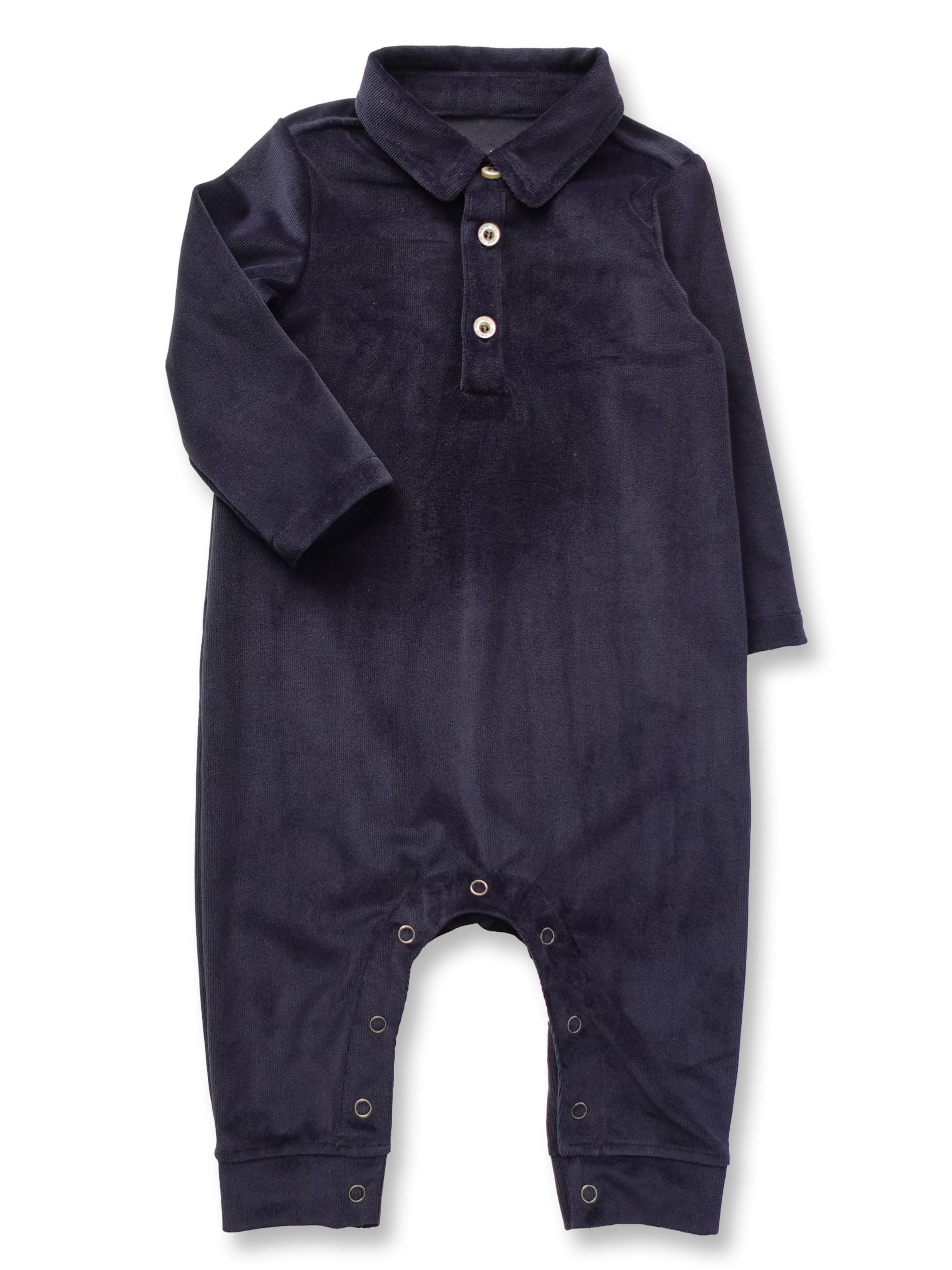 Navy Teddy Buttondown Romper