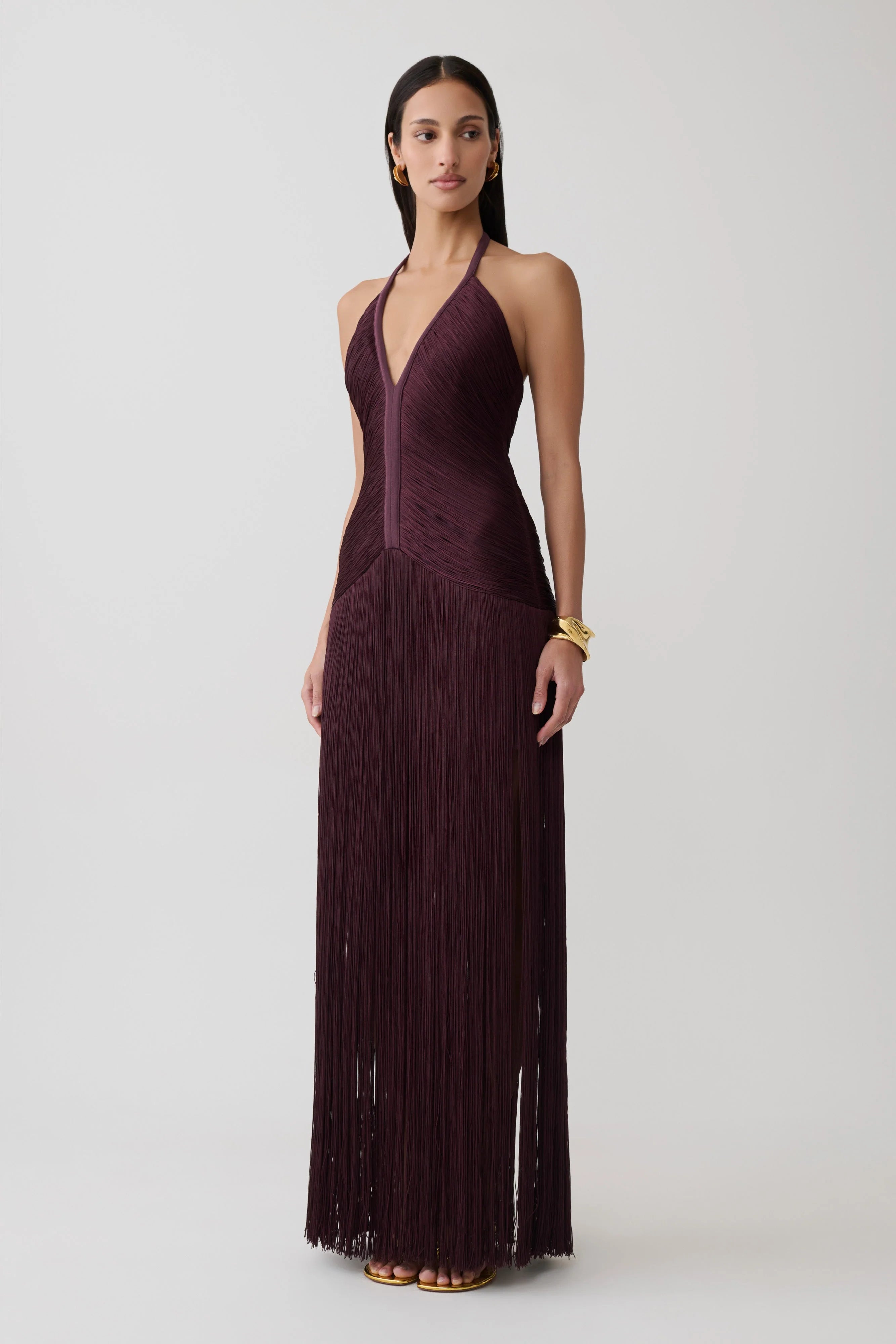 Tiffany Fringe Maxi Dress - Plum