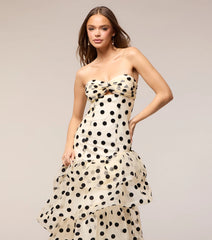 Valerie Polka Dot Ruffle Formal Dress