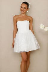 Crowned Aesthetic Strapless Mini Dress White