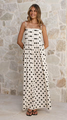 Felicity Maxi Dress - White/Black Spot