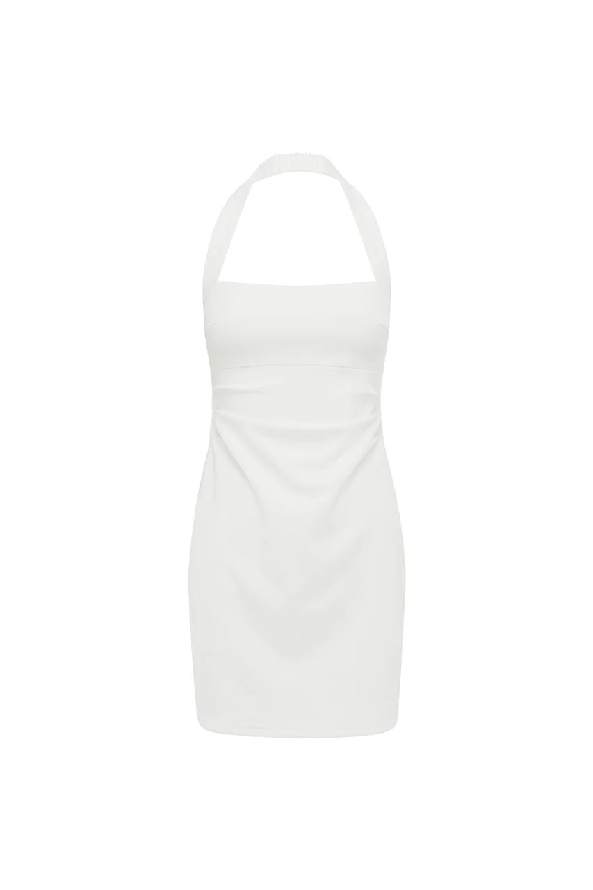 FRANCA HALTER MINI DRESS - WHITE