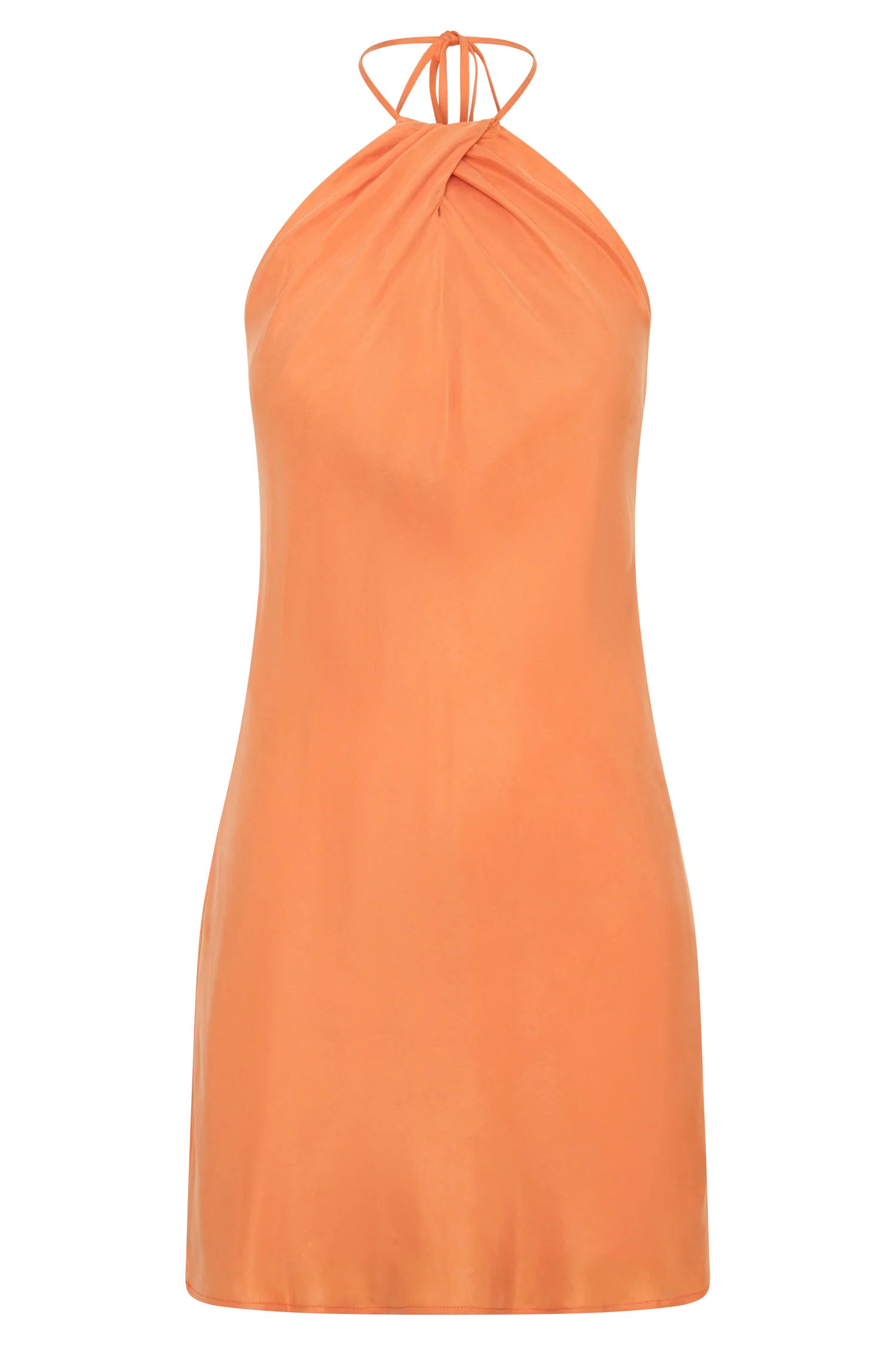 Maggie Cupro Halter Mini Dress - Orange
