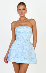 Strapless Sequin Tulip Dress in Baby Blue
