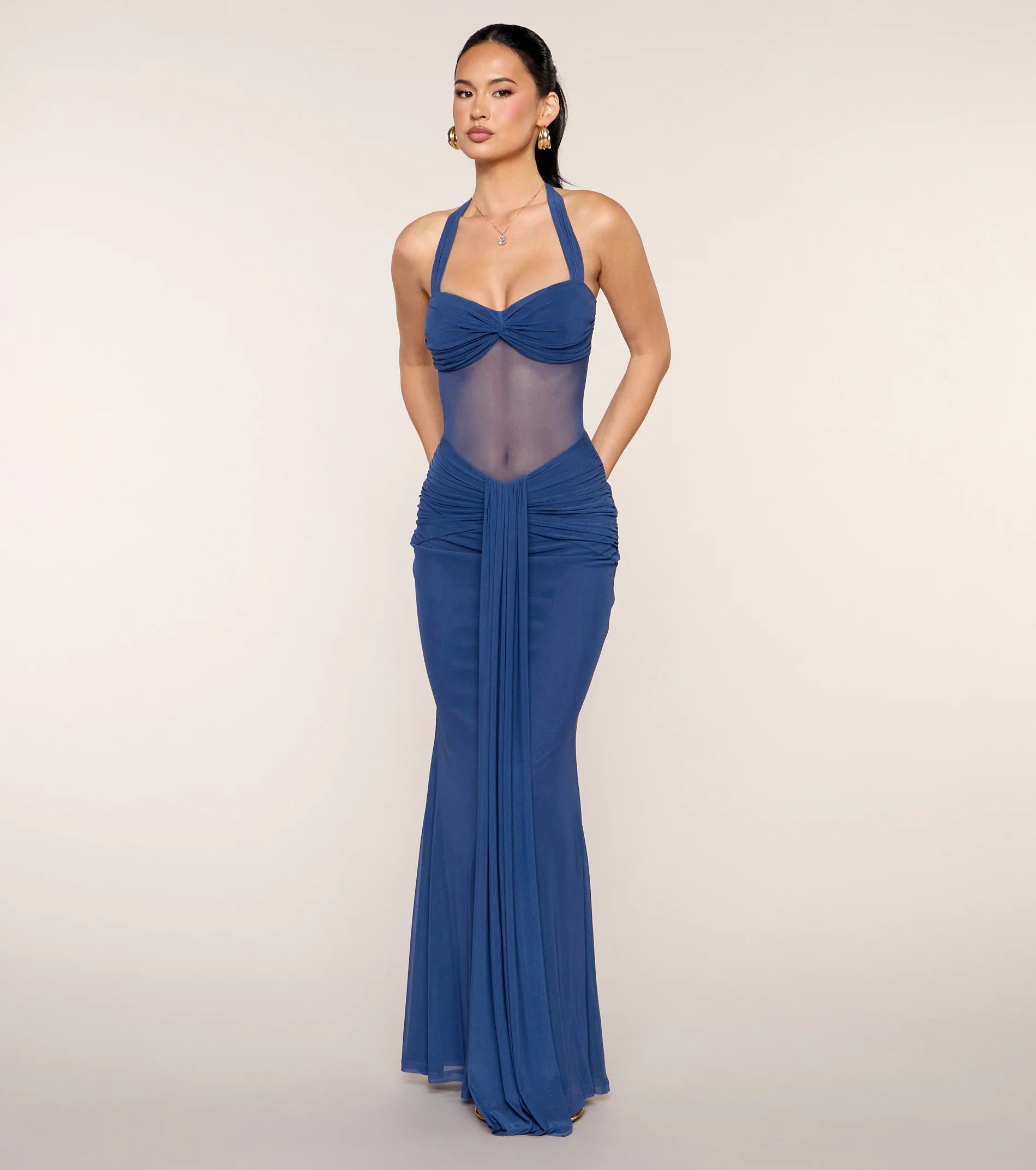 Tori Mesh Mermaid Formal Dress