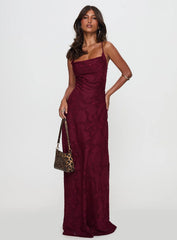 Celena Maxi Dress Burgundy Burnout