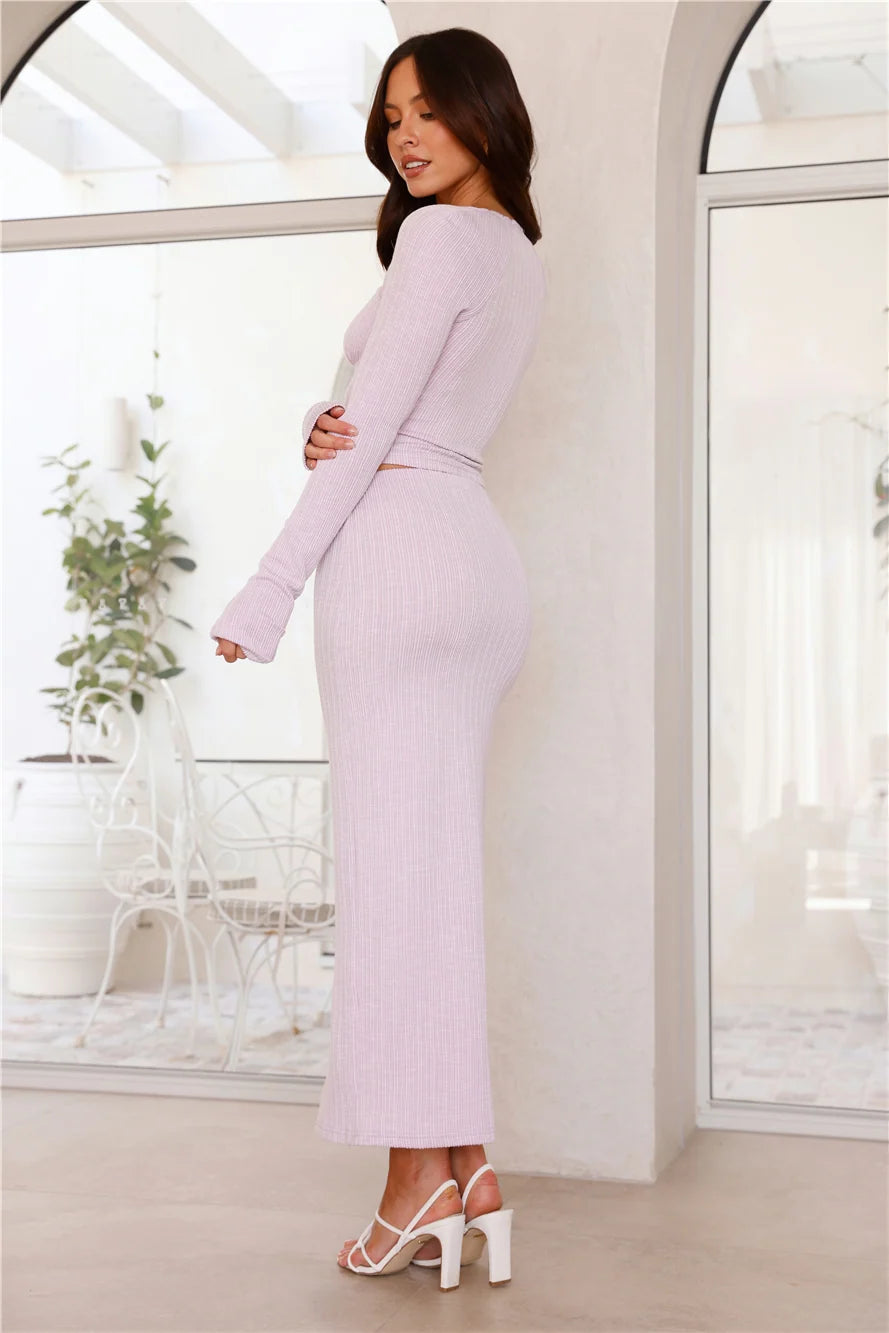 Warmth Of Sunshine Long Sleeve Crop Top Lilac