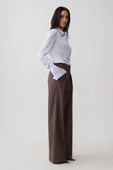 Straight Leg Suiting Pants - Brown Stripe