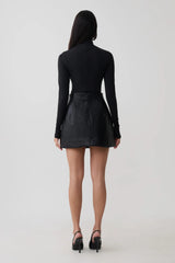 Faux Leather Mini Skirt - Black