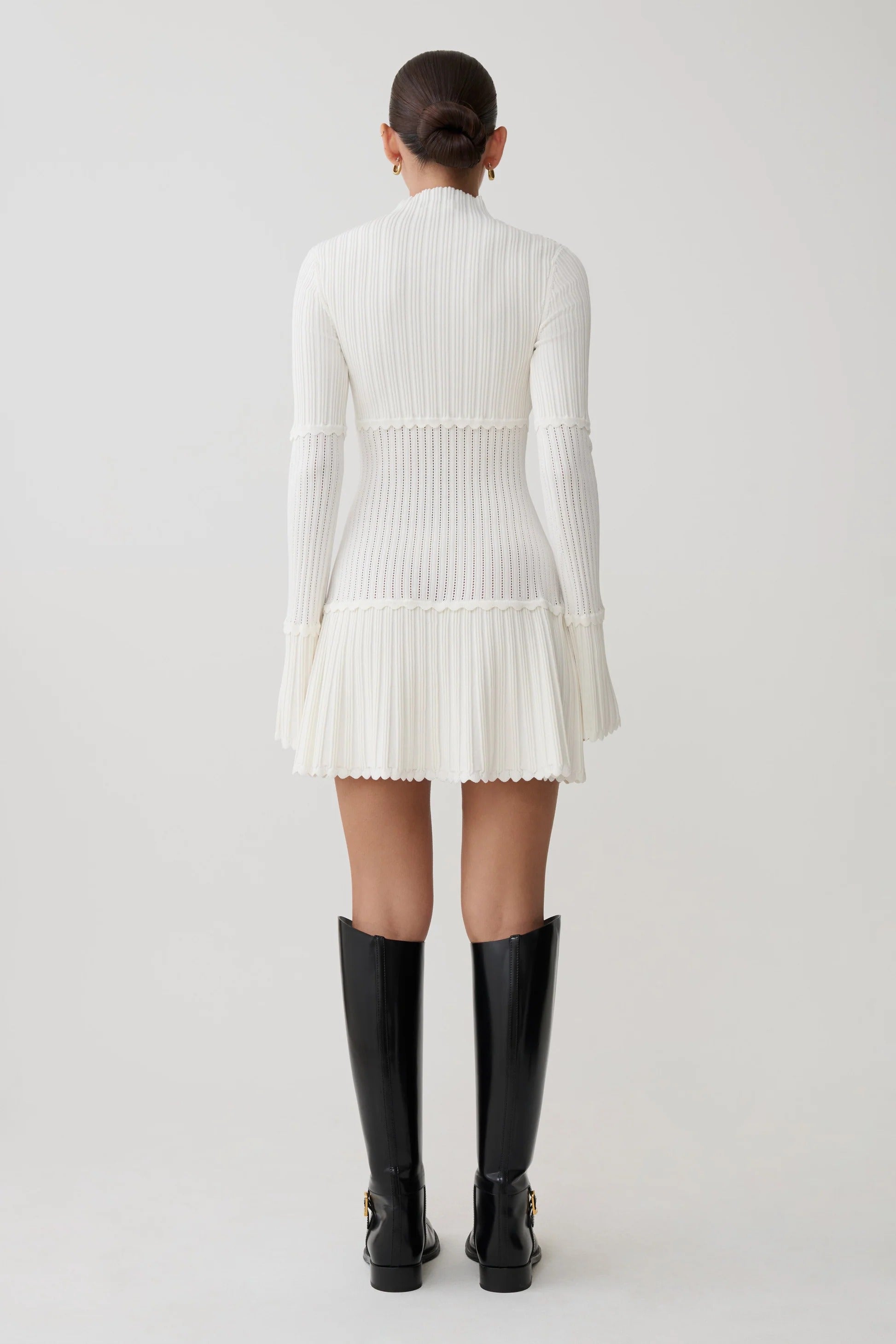 Pointelle Knit Mini Dress - Ivory