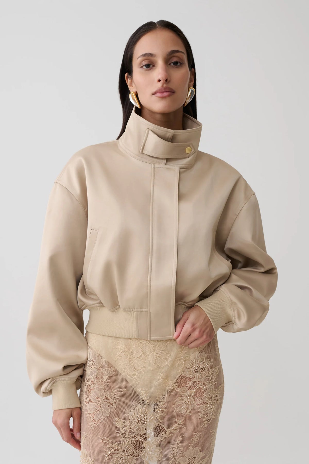 Satin Bomber Jacket - Blush Rose Gold