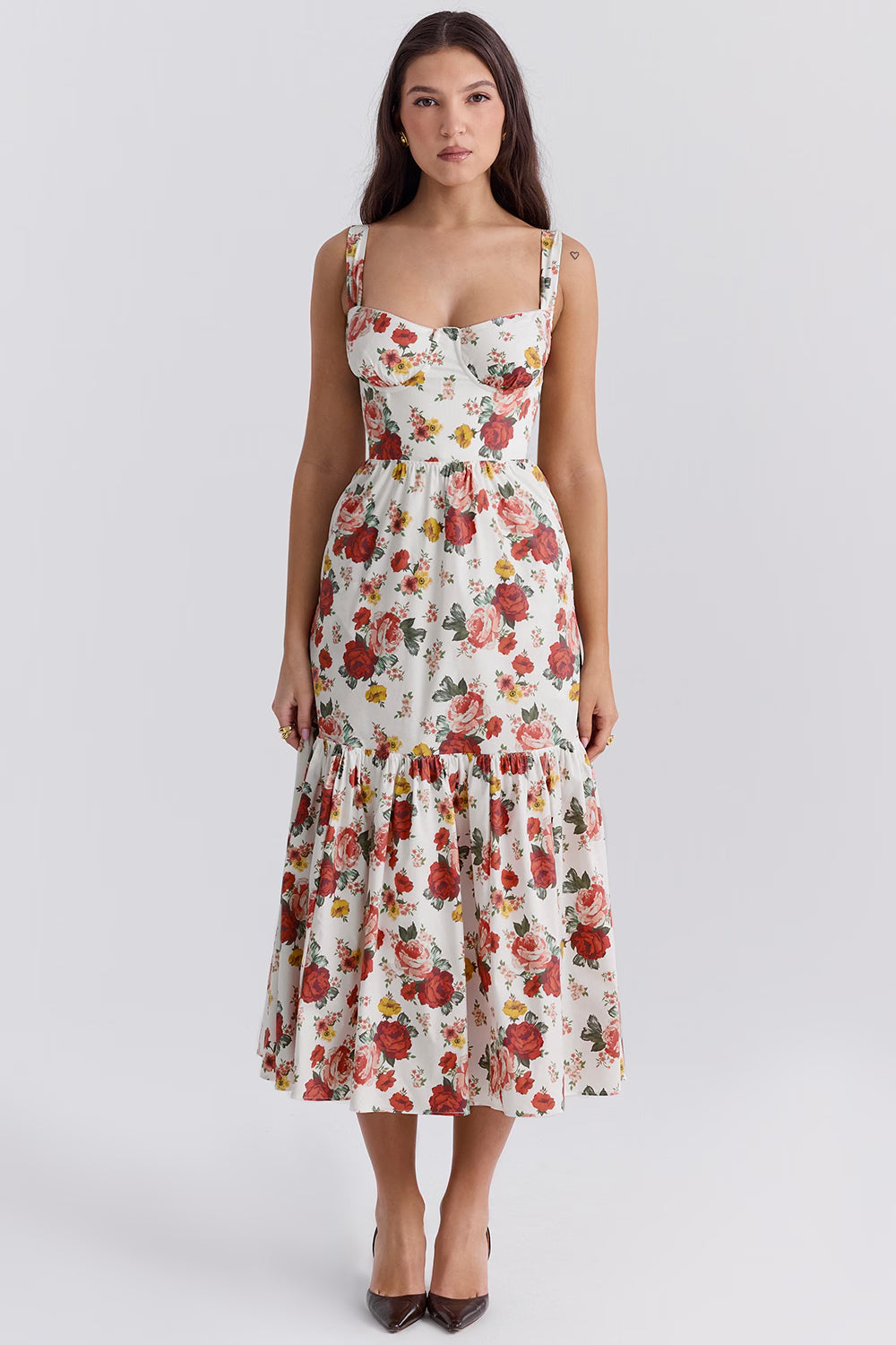 italian rose print cotton midi sundress