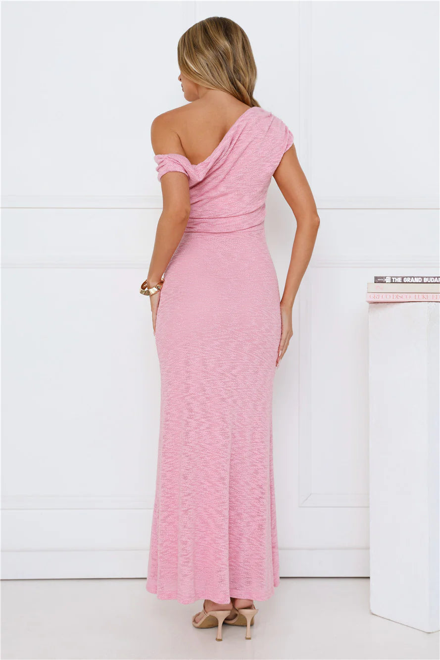 In My Style Era Off Shoulder Maxi Dress Pink