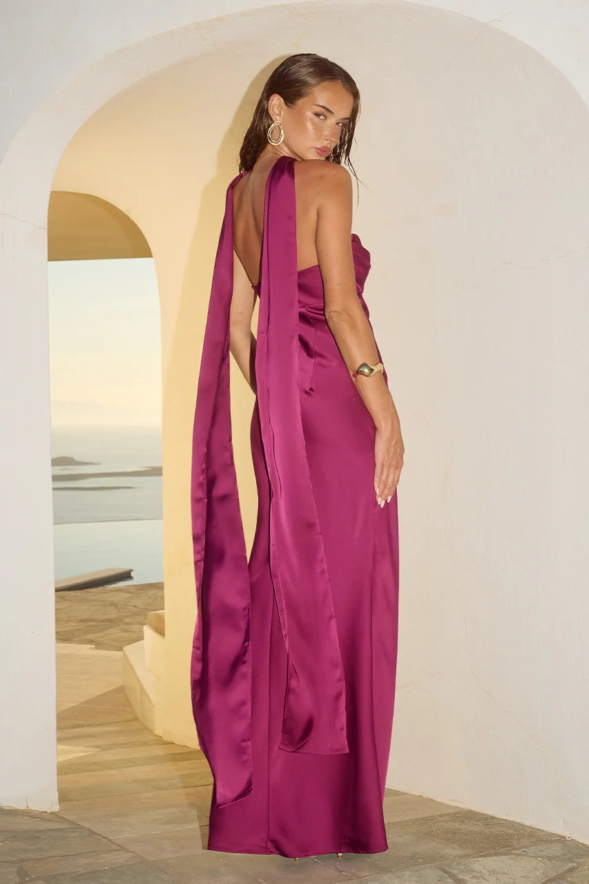 MADELEINE STRAPLESS MAXI DRESS - PLUM