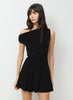 Drapey jersey one-shoulder micro black dress