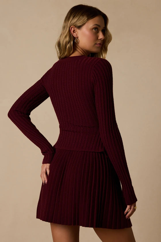 Belmont Burgundy Two-Piece Sweater Dress