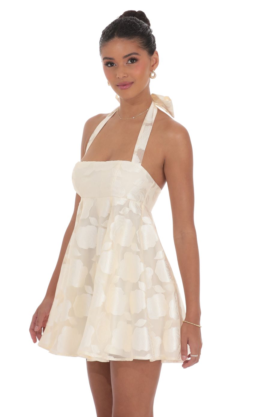 Floral Flare Babydoll Dress in Cream