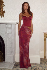 JACINTA BUSTIER CUT OUT MAXI DRESS - QUINN CHERRY