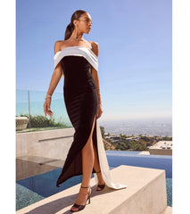 Verona Off-The-Shoulder Bow Back Velvet Formal Dress
