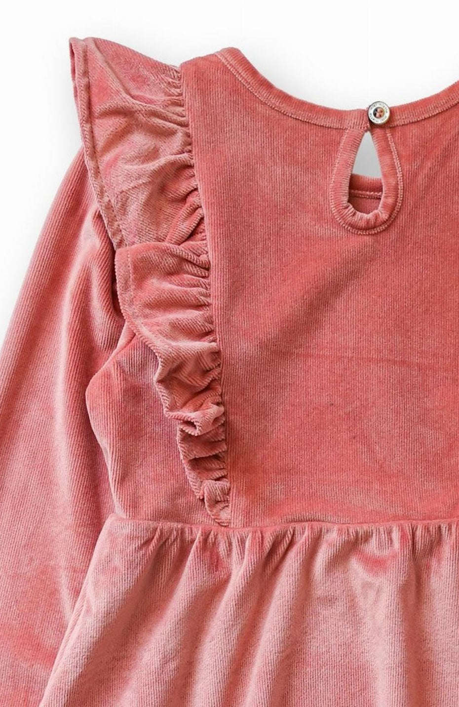 Rose Stretch Corduroy Carina Ruffle Dress