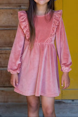 Rose Stretch Corduroy Carina Ruffle Dress