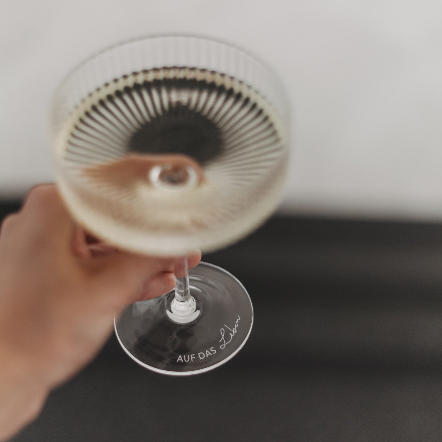 Champagnerglas Auf das Leben